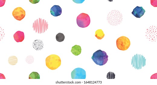Cute geometric background. Seamless pattern.Vector.Watercolor.