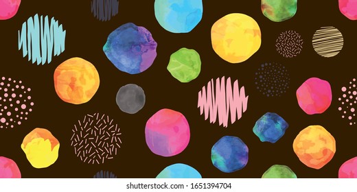 Cute geometric background. Seamless pattern.Vector.Watercolor.