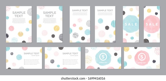 Cute geometric banner set. Backgrounds for business card, poster, banner or flyer. Vector.  