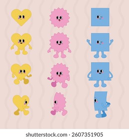 Cute Geometric Character Expressions Set