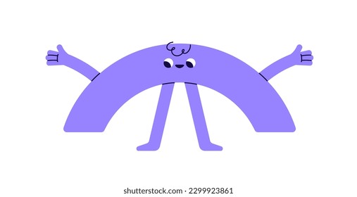 Carácter geométrico personalizado. Forma de geometría divertida con expresión de cara feliz, emoción positiva emocionada, gesto de pulgar arriba. Resumen de figura infantil. Ilustración vectorial plana aislada en fondo blanco