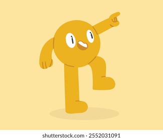 Cute Geometric Circle Going Ahead. Cute circle with happy emotion. Circle which has long legs and pointing somewhere. Fine Vector Illustration 