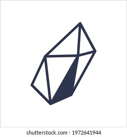 Cute geometric crystal isolated on white background. Gems, diamonds, boho stones. Vector illustration