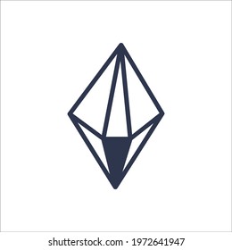 Cute geometric crystal isolated on white background. Gems, diamonds, boho stones. Vector illustration