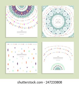 Cute Geometric decor. Collection of four cards.