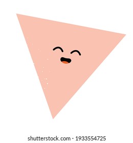 Cute geometric figure with face emotion. Funny character with hand drawn texture. 