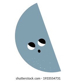Cute geometric figure with face emotion. Funny character with hand drawn texture. 