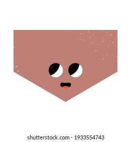 Cute geometric figure with face emotion. Funny character with hand drawn texture. 