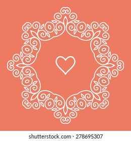 Cute geometric floral frame in mono line style