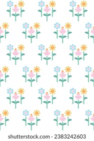 Cute geometric floral seamless pattern  design. Vector illustration.
