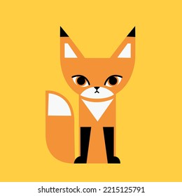 Cute geometric fox - cartoon animal character. Vector illustration in flat style.