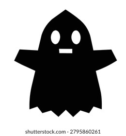 Cute Geometric Ghost Black Silhouette – Simple Halloween Specter with Pointed Head Icon
