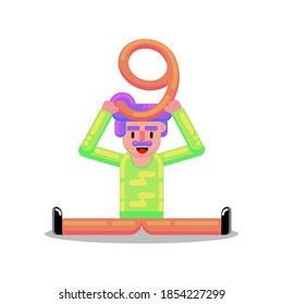 Cute Geometric Guy Holding A Number Nine 9 Character Illustration Design Vector Great for Kids