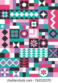 Cute geometric pattern. Card in scandinavian style. Vector illustration.