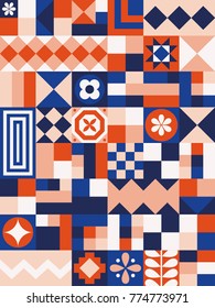 Cute geometric pattern. Card in scandinavian style. Vector illustration.