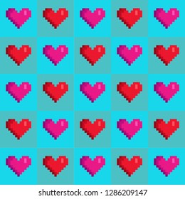 Cute geometric pixel art heart pattern
