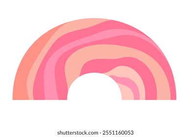 Forma geométrica linda del arco iris en estilo del brutalismo con el rosa desnudo, textura ondulada del color del melocotón ligero, elemento aislado del diseño, decoración de fondo transparente para el cartel, Anuncio, presentación corporativa.