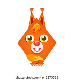 Cute geometric red squirrel, colorful cartoon character vector Illustration