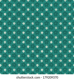 cute geometric seamless pattern with fabric texture effect in retro green