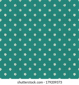 cute geometric seamless pattern with fabric texture effect in retro green