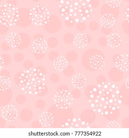 Cute geometric seamless pattern. Repeated round spots. Girly vector illustration.