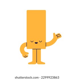 Cute geometric shape character reciting poetry, performing. Funny inspired geometry figure, rectangle artist reading poem, singing song. Flat graphic vector illustration isolated on white background