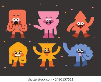 Cute Geometric Shape Mascot Character. Silly and Funny Expression for School Learning Figure