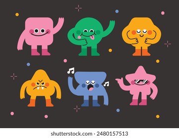 Cute Geometric Shape Mascot Character. Silly and Funny Expression for School Learning Figure