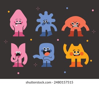 Cute Geometric Shape Mascot Character. Silly and Funny Expression for School Learning Figure