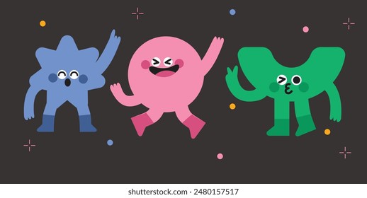 Cute Geometric Shape Mascot Character. Silly and Funny Expression for School Learning Figure