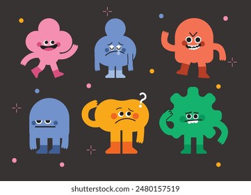 Cute Geometric Shape Mascot Character. Silly and Funny Expression for School Learning Figure