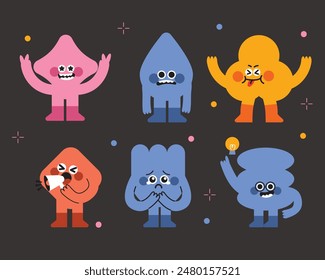 Cute Geometric Shape Mascot Character. Silly and Funny Expression for School Learning Figure