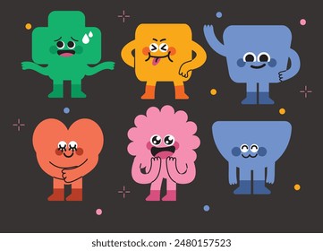 Cute Geometric Shape Mascot Character. Silly and Funny Expression for School Learning Figure