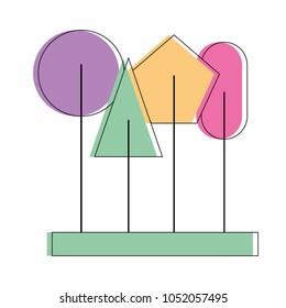 cute geometric trees spring concept