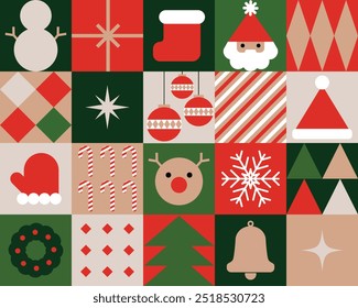 Cute geometrical Christmas seamless pattern