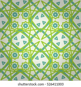 Cute geometrical seamless pattern background in liner style. Actual decor. Vivid, symmetrical design for textile, curtain, game or other purpose. Compound tessellated repeatable backdrop.