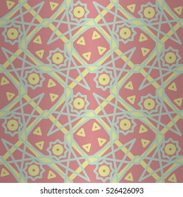 Cute geometrical seamless pattern background in ancient style. Complex mosaic repeatable backdrop. Colored, graphical design for packing-paper, carpet, textile or other purpose. Classic design.