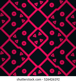 Cute geometrical seamless pattern background in liner style. Tangled medley repeatable backdrop. Contemporary tracery. Vivid, symmetrical design for wallpaper, textile, carpet or other purpose.