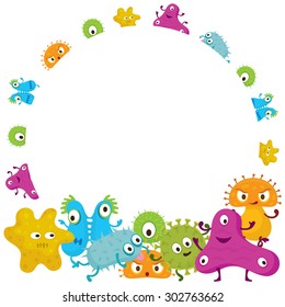 Cute Germ Characters Frame Border Bacteria Stock Vector (Royalty Free ...