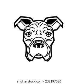 cute German boxer dog looking at us asking bone - drawn vector can be used as logo or mascot