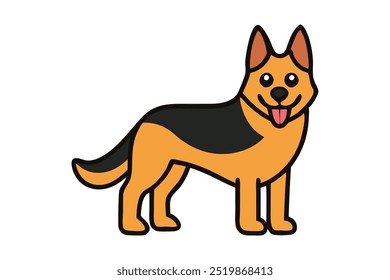 Cute German Shepherd cartoon vector illustration perfect for pet lovers Ideal for designs featuring playful and friendly dog characters.