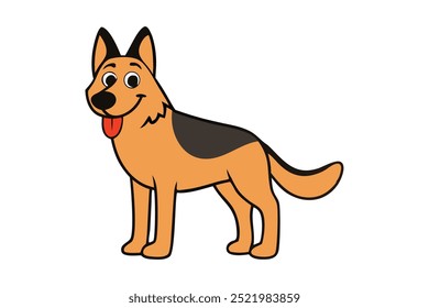 Linda Ilustración vectorial de dibujos animados del pastor alemán perfecto para los amantes de las mascotas Ideal para diseños con personajes de perros juguetones y amigables.