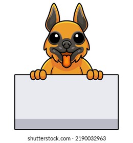 Cute german shepherd dog cartoon holding blank sign