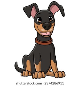 Cute german shepherd dog cartoon on white background