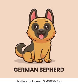 Cute German Shepherd Dog Cartoon Vector Icon Illustration. Animal Nature Icon Concept Isolated Premium Vector. Flat Cartoon Style