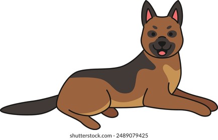 cute german shepherd dog illustration