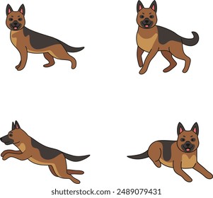 cute german shepherd dog illustration