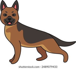 cute german shepherd dog illustration