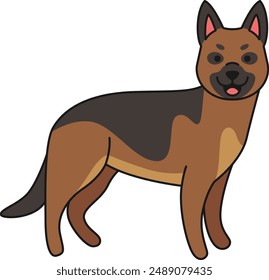 cute german shepherd dog illustration