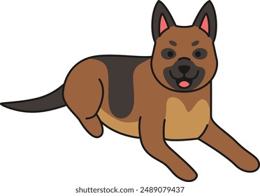 cute german shepherd dog illustration